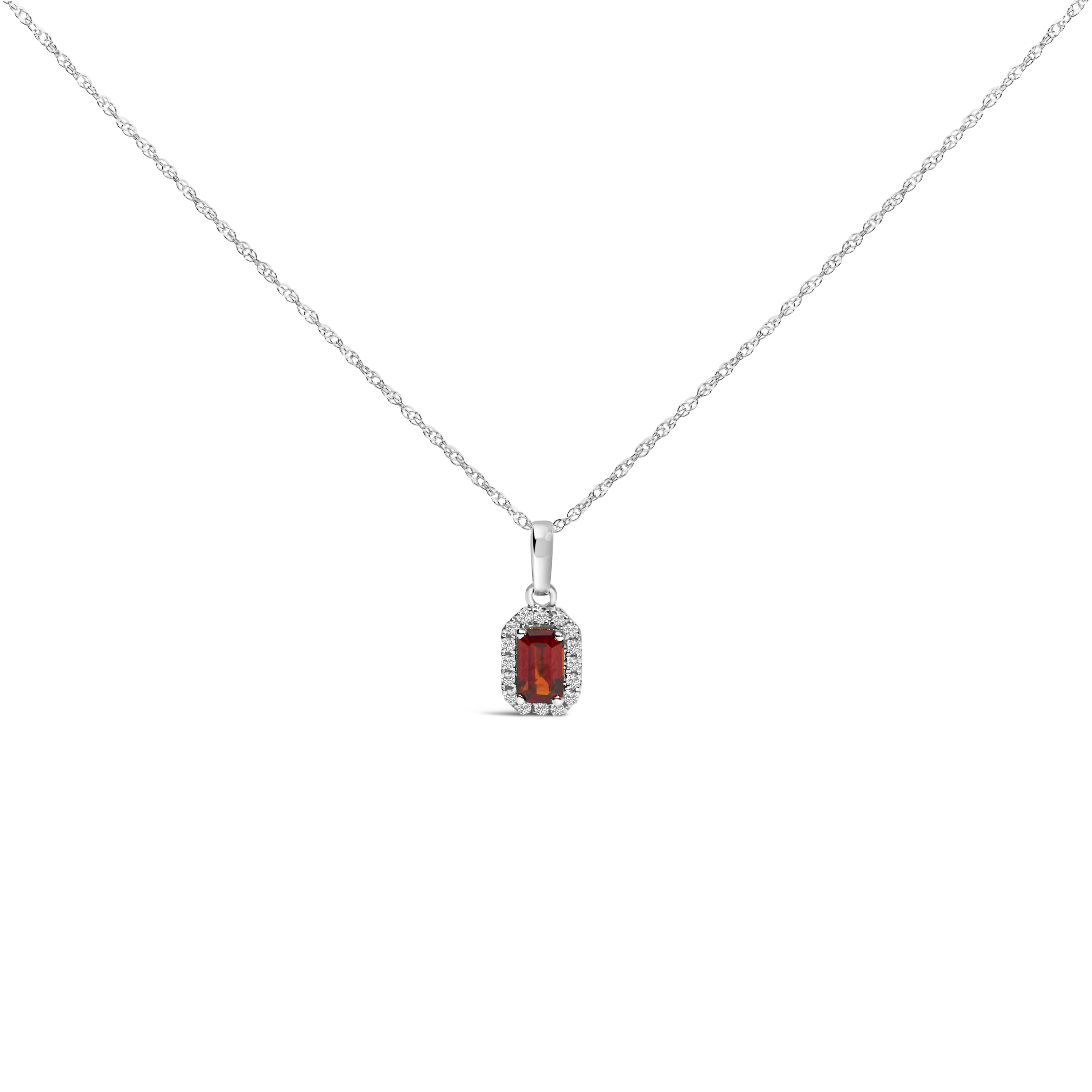 10k White Gold 5x3mm Red Garnet And Diamond 1016$